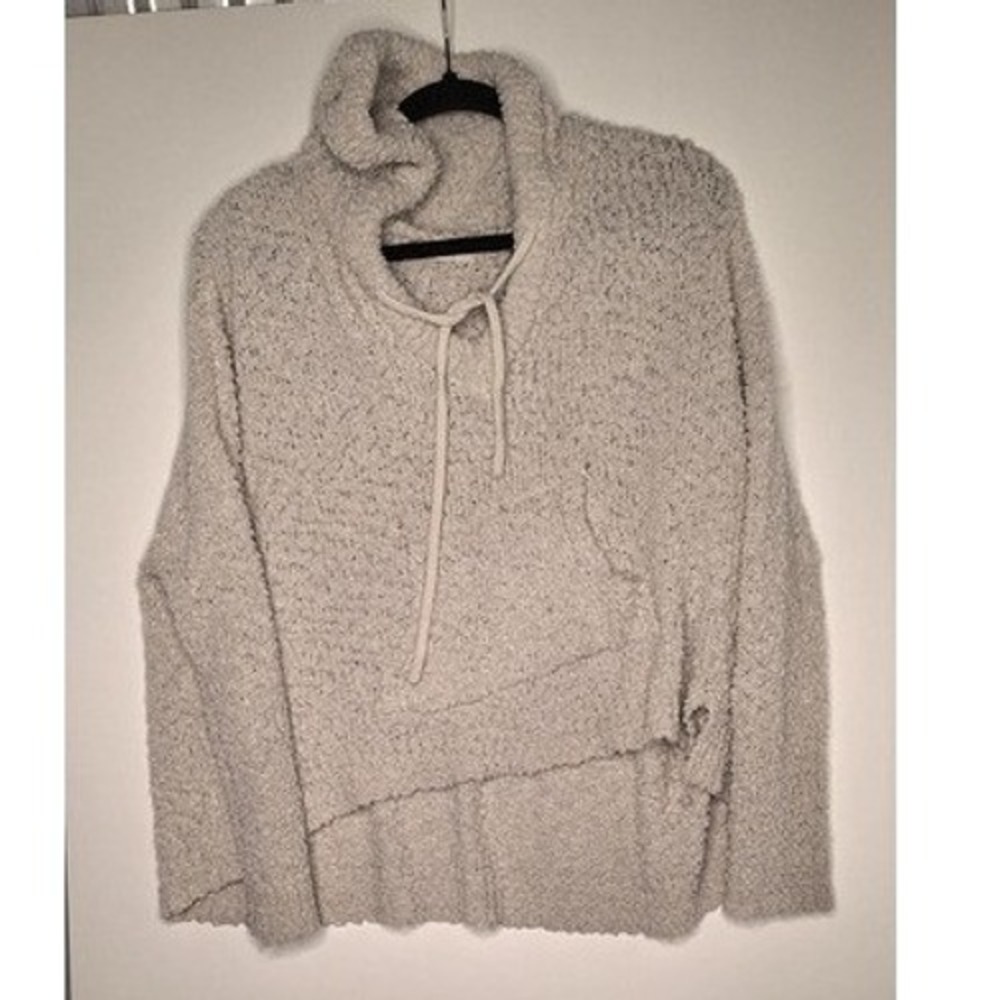 Altar'd State‎ Cream Popcorn Knit Hoodie Sweater High Low Hem Small